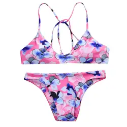 Сексуальный купальник бикини женский купальный костюм купальник бикини пляжная одежда Цветочный комплект бикини с принтом купальник