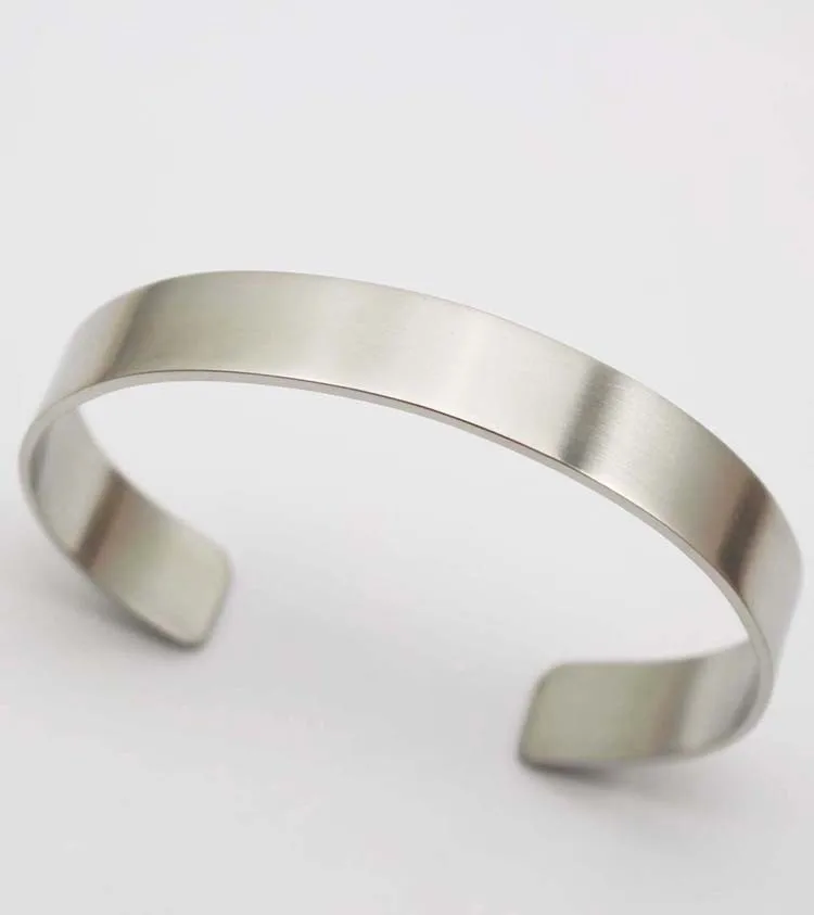 Wholesale Bulk Unisex Blank Metal Cuff Bangles Bracelets 316L Stainless Steel Plain Silver Color Bangles For Men Women 5