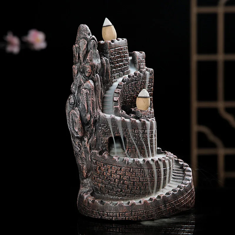 Handmade Ceramic Great Wall Back Flow Incense Burner Micro Landscape