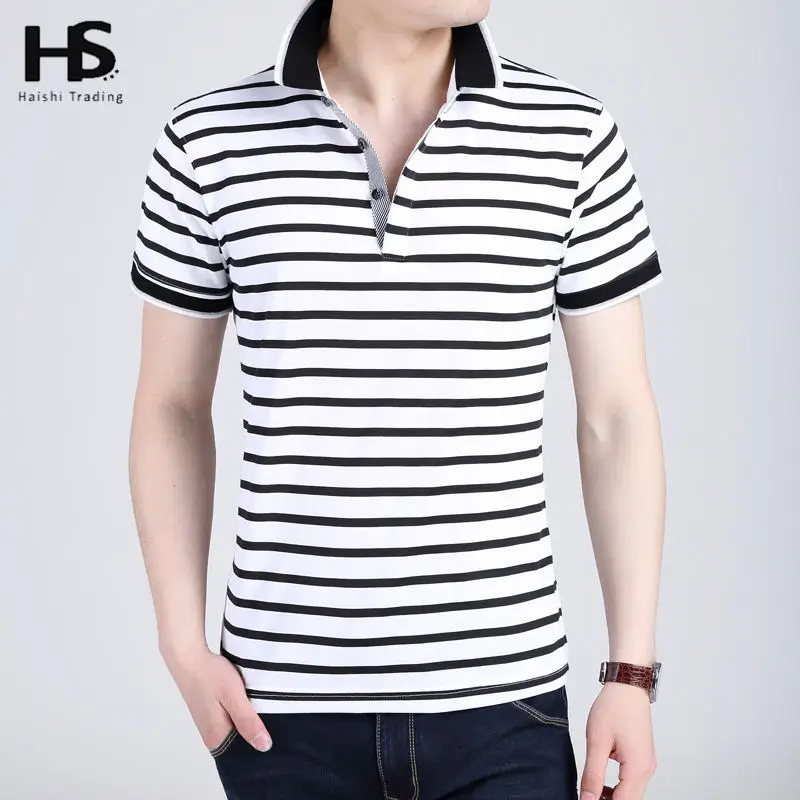 

Fashion Striped T Shirt Men 2016 Summer New Cotton Short Sleeve T-Shirt Men brand Casual Slim Fit Turn-down Collar Top Male 2259