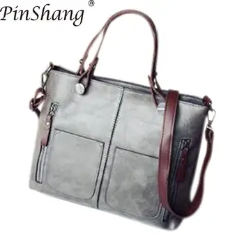 

PinShang Women PU Leather Handbag Fashionable Retro Satchel Cross Body Bag Portable Single-shoulder Bag Handbags for Women ZK40