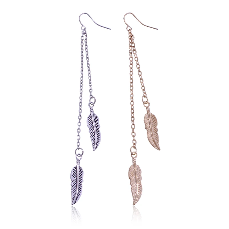 Мода сплава ухо Jewelry длинные металлические Перо Серьги для Для женщин чешские