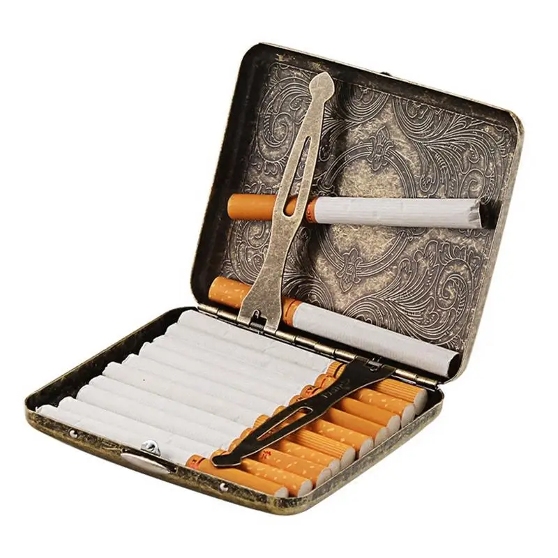  2018 Personality Creative Vintage Metal Smoking Cigarette Case Fashion Men Cigar Tobacco Holder Poc