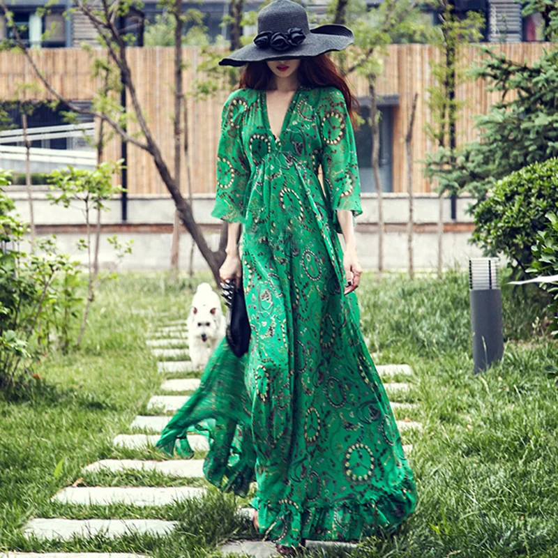 long sleeve flowy floral dress