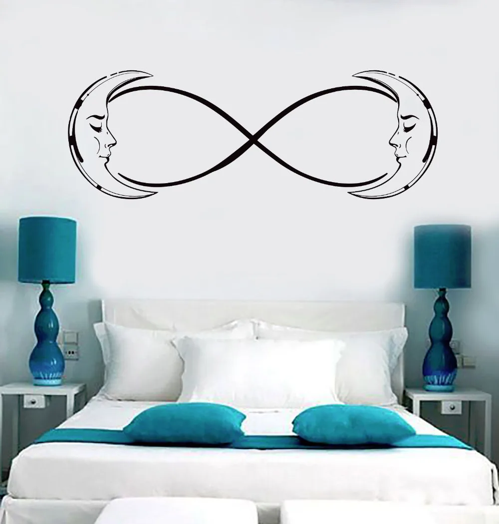 Wall Decals Waterproof Vinyl Wall Decal Moon Crescent Infinity Bedroom