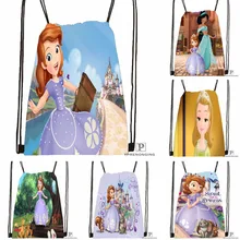 Custom Princess Sofia Drawstring Backpack Bag for Man Woman Cute Daypack Kids Satchel Black Back 31x40cm