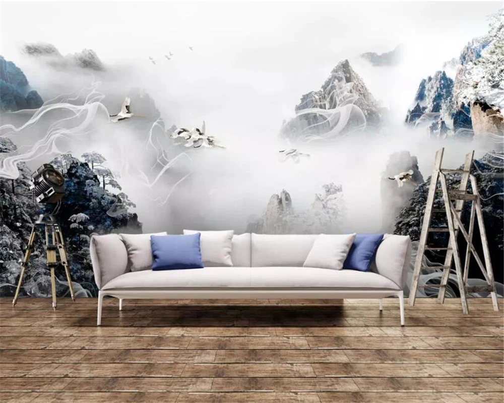 

Пользовательские 3d обои, настенные современные высококачественные художественные чернильные пейзажи, чернильная туманная Растяжка, обои для домашнего декора, beibehang