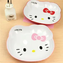 Kawaii desenhos animados forma gato rosto melamina desenhos animados louça quatro-quadro placa placa de frutas bandeja prato bandeja bandeja de café da manhã jantar