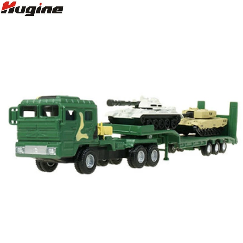 

Alloy Diecast Tank Transporter Model Trailer Heavy-Duty Off-Road Toy Car Alloy Military Metal Ornaments Children Hobby Toys
