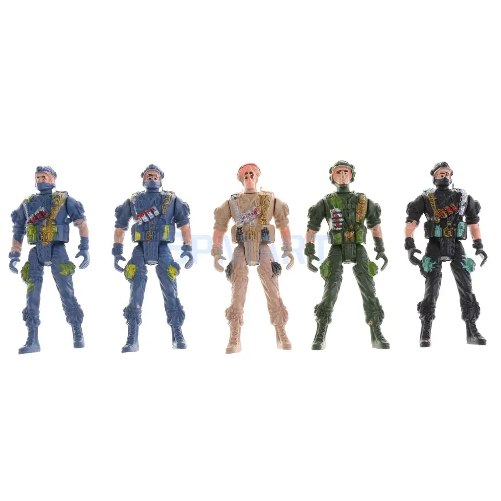5pcs Plastic Military Playset Toy 9cm Paratroopers with Parachute Soldier Action Figures Kids Toy