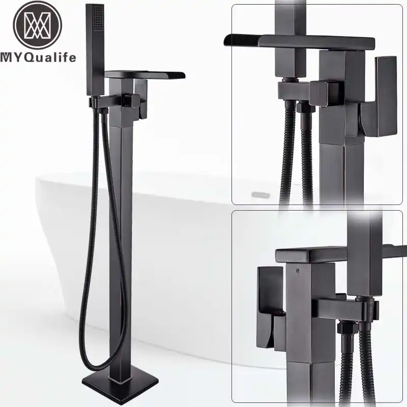 Lantai Mounted Chrome Bak mandi Keran Bak Clawfoot Free
