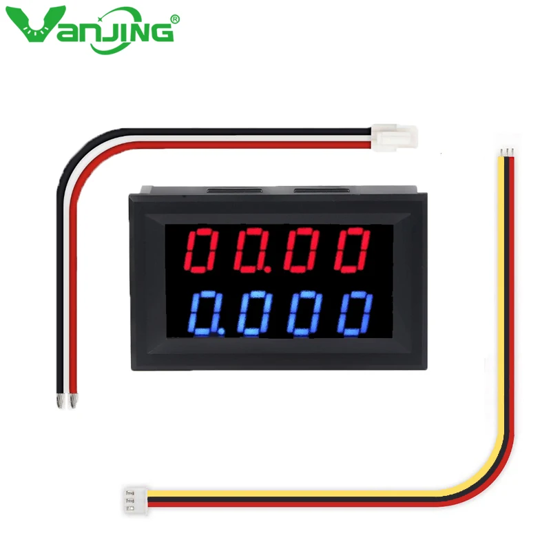 

Digital DC 200V 0-10A Voltmeter Ammeter Red Blue LED Dual Display 5 Wires Car Voltage Current Monitor No Need External Shunt