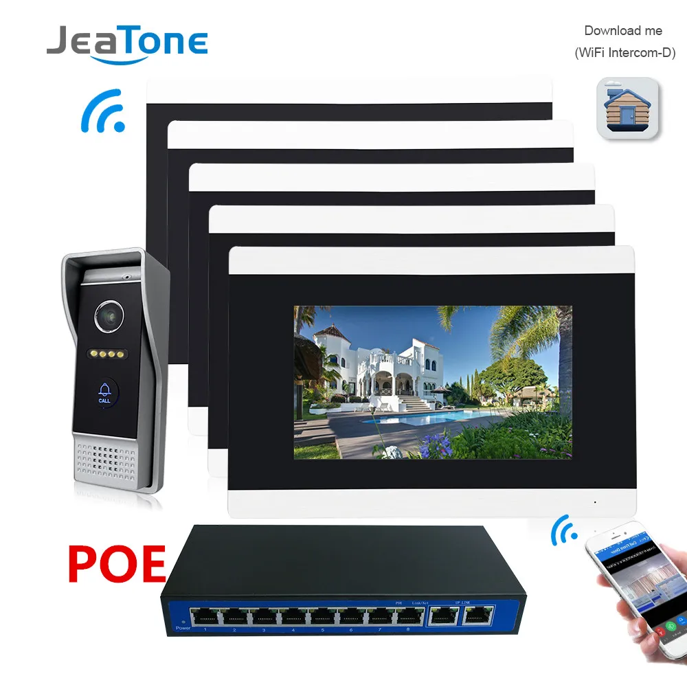 7'' Touch Screen Wireless WIFI IP Video Door Phone Intercom Video Doorbell Villa Access Control System Motion Detection 2-4 POE 7'' Touch Screen Wireless WIFI IP Video Door Phone Intercom Video Doorbell Villa Access Control System Motion Detection 2-4 POE