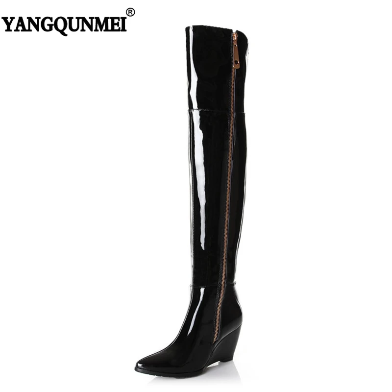 wedge boots long