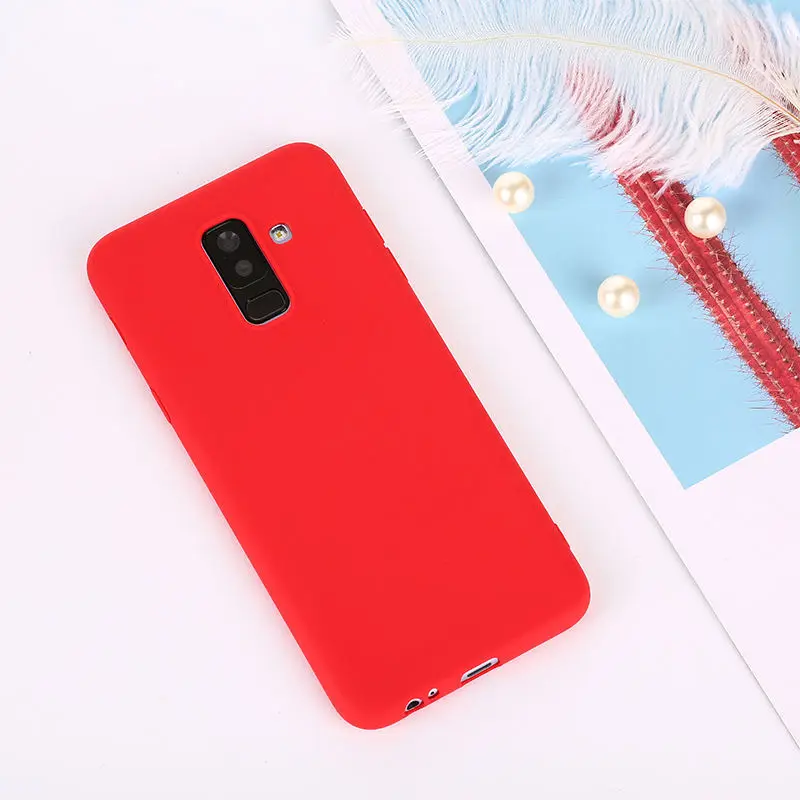 Чехлы для Samsung Galaxy A7 J4 J6 плюс J8 A6 A8 S9 S8 Plus Note 9 8 A3 A5 A7 J3 J5 J7 S7 мягкая Macaron Цвет крышка - Цвет: Red