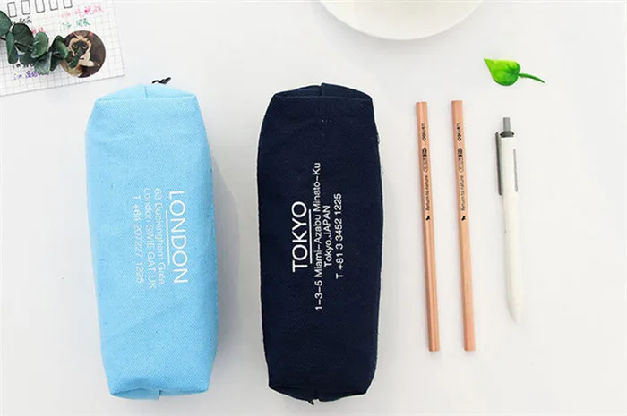 Kawaii London Paris Tokyo Denim Pencil Case Storage Organizer Pencilcase Pen Pouch School Supply Stationery Cosmetic Makeup Bag (14)