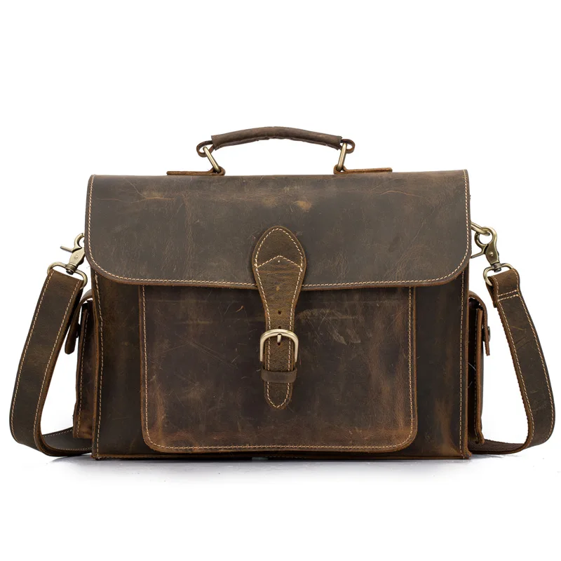 

Cross border foreign trade dermis male bag Crazy Horse Leather retro Single Shoulder Satchel business man briefcase 2058