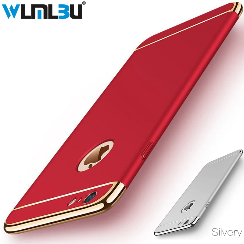 

Luxury Gold Hard Case for Iphone 7 6 6S 5 5S SE Back Cover Coverage Removable 3 In 1 Fundas Case for Iphone 6 6s 7 8 Plus Bag