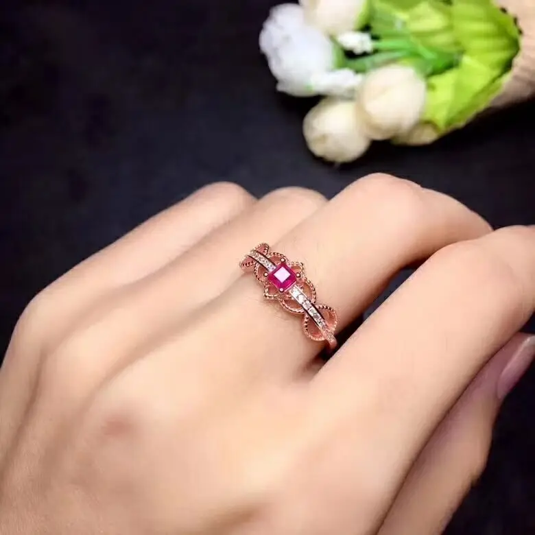 LANZYO 925 пробы кольцо из природного рубина модное Открытое кольцо подарки могут быть выполнены по индивидуальному заказу j030306agh