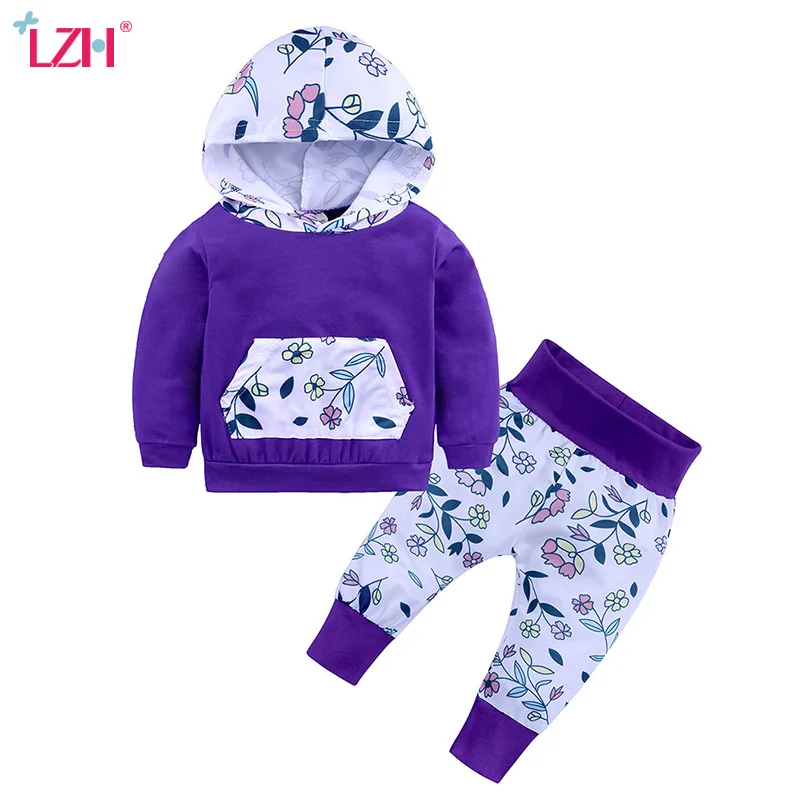 

LZH Newborn Baby Girls Clothes 2018 Autumn Winter Baby Boys Clothes Set Hoodie+Pants 2pcs Outfits Kids Baby Suit Infant Clothing