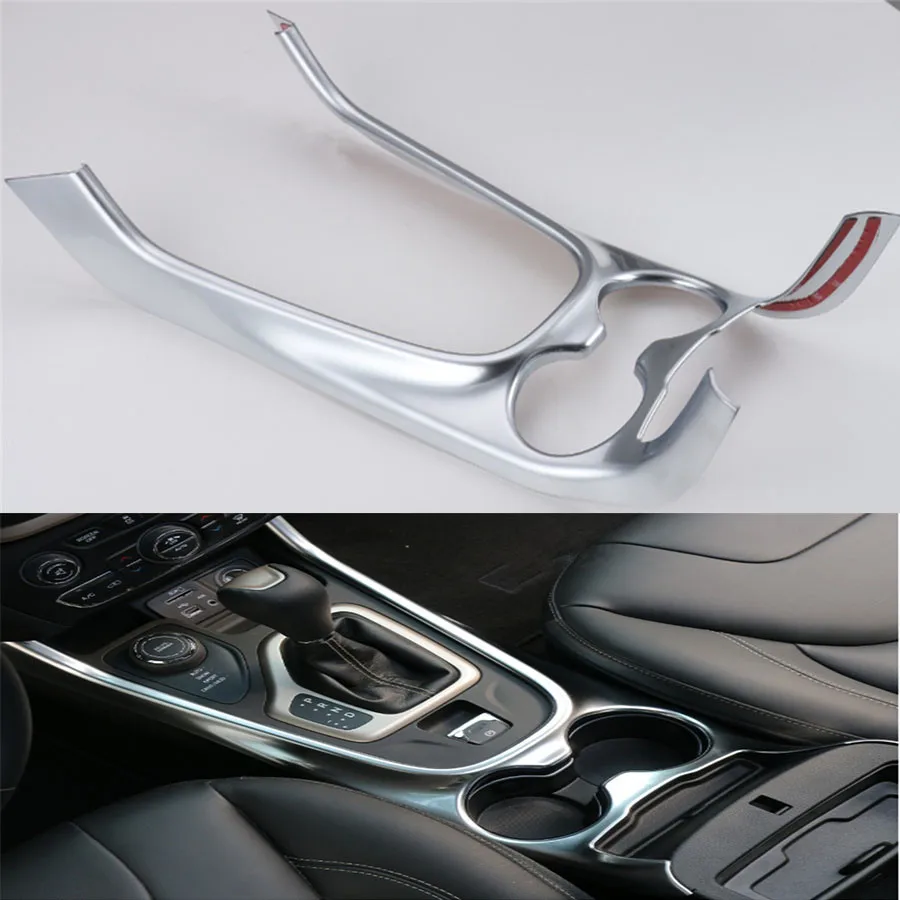 

YAQUICKA Car Interior Water Cup Gear Shift Panel Frame Trim Cover Sticker Styling For Jeep Cherokee 2014-2016 ABS