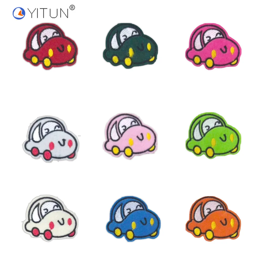 

YITUN Cute Color Red Orange Car Embroidery Badge iron on Patch for clothes accesseies Children Jacket Applique Textile & Fabric