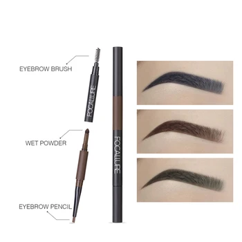 

FOCALLURE Eyebrow Rotation 3 in 1 Eye Makeup Auto Brows Pen waterproof Eye Brow Pen with Brush Fashion&HOT Powder pencil