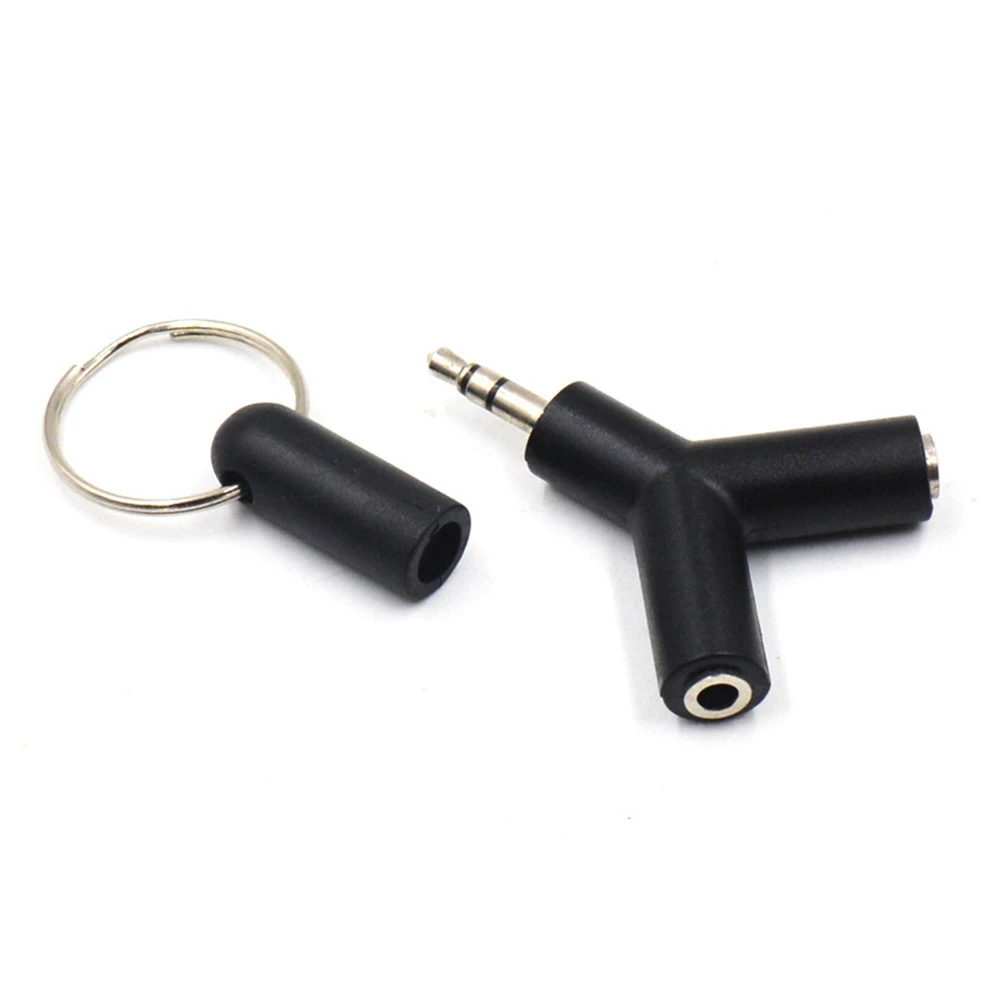 

3.5mm Y Shape Stereo Jack Audio Headset Connector Adapter Keyring Splitter for iPhone 6 5 Android PC MP3