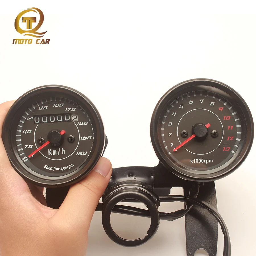 Odometer Universal Motorcycle Mechanical Speedometer DC 12V Dual Instrument Electronics