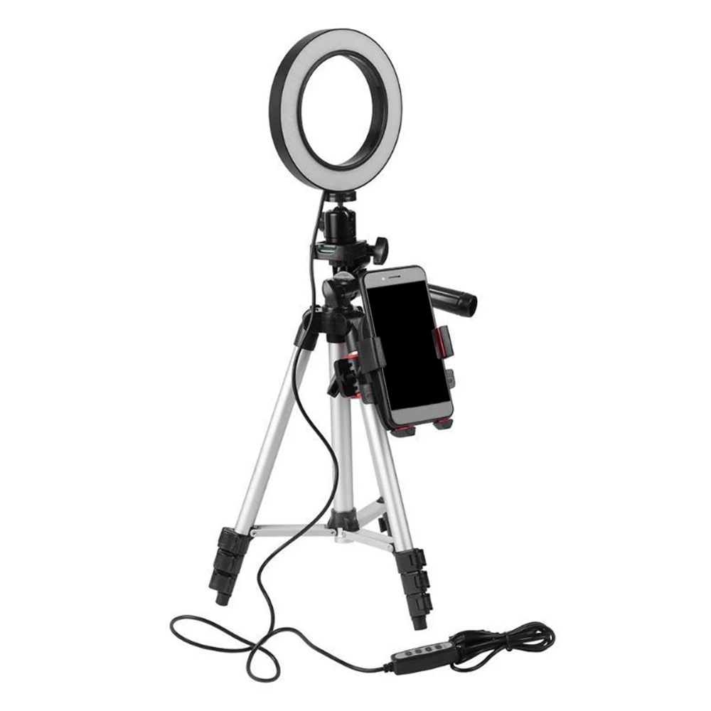 

Dimmable LED Studio Camera Ring Light Photo For Smart Phone Bracket With Tripod Stand+Adjust Brightness Photography Selfie Light