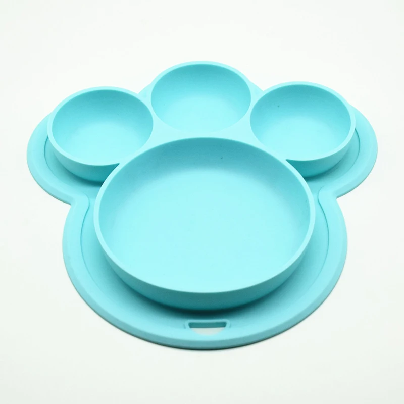 Baby Silicone Plate BPA Free Cartoon Bear Paw Shape Children Dinner Dishes Suction Toddle Training Tableware Kids Feeding Bowls