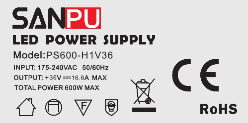 SANPU SMPS 36 V Переключая Питание 600W 16A постоянного Напряжение 36VDC светодиодный драйвер 220 до 36В AC-DC трансформатор конвертер 36 вольт - Color: with SANPU Logo