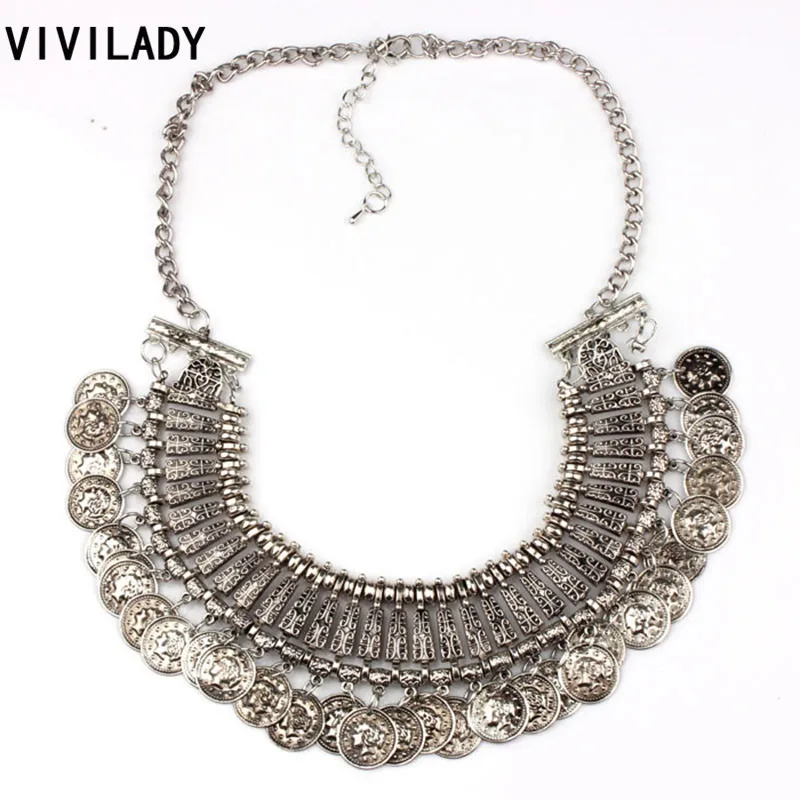 Buy VIVILADY Retro Coin Charm Collar Necklaces Women