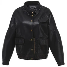 Весна и осень новая искусственная кожа Женская дикая свободная мотоциклетная одежда куртка