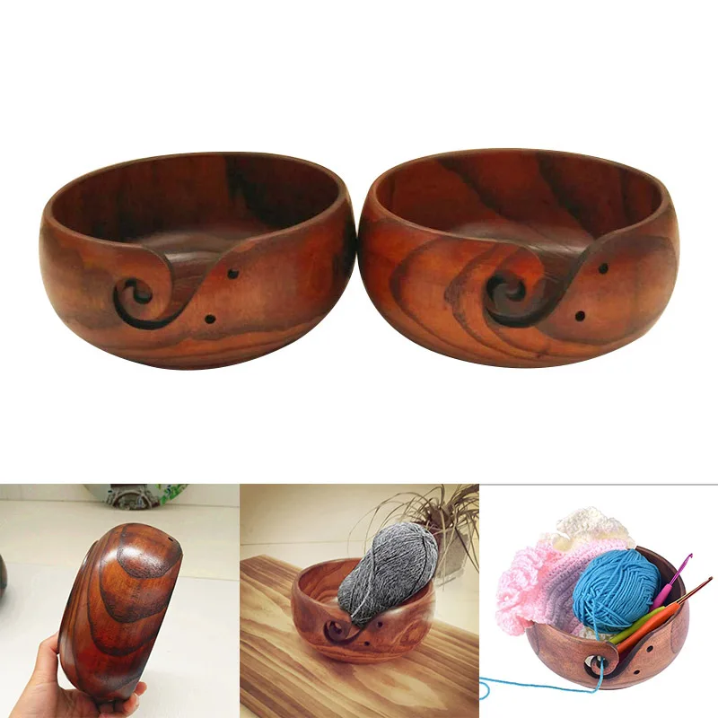 

Hot New Wooden Bamboo Dustproof Yarn Bowl Holder Crochet Wool Storage Knitting Tool @LS AP09
