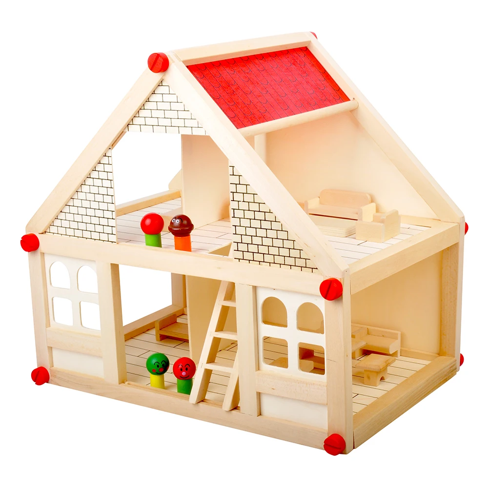 

1 Set Kids Wooden Modeling Building Kits Miniature DIY Doll House Model Wooden Building Blocks Toys Gifts P0