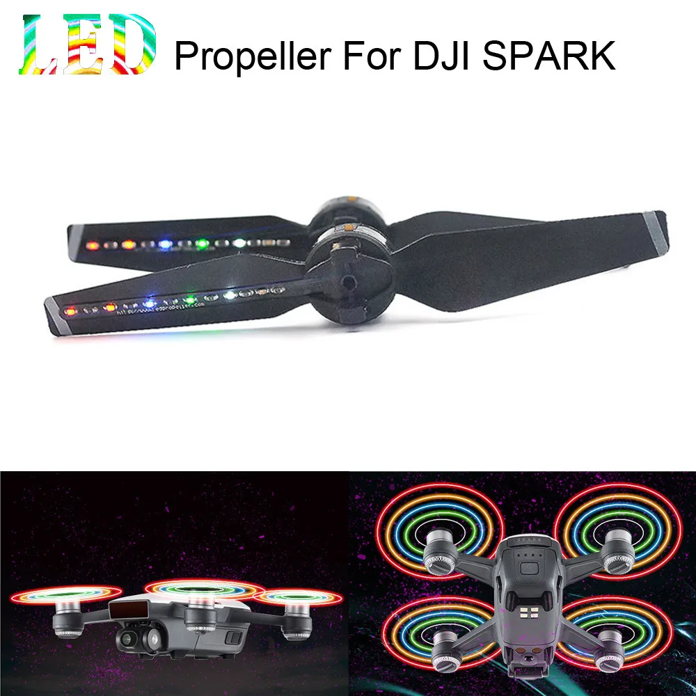 

1Pairs Spark LED Flash Propellers Blades Props Rechargeable Drone Accessories for DJI Spark Professional 6J11 Drop Shipping