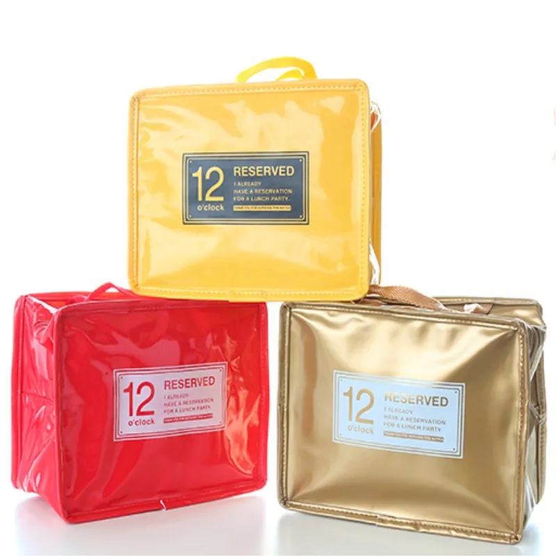 

Cooler Bags Food Insulation Picnic Bags Small Lunch Bags Women Waterproof PU box Insulated Lunch Bags