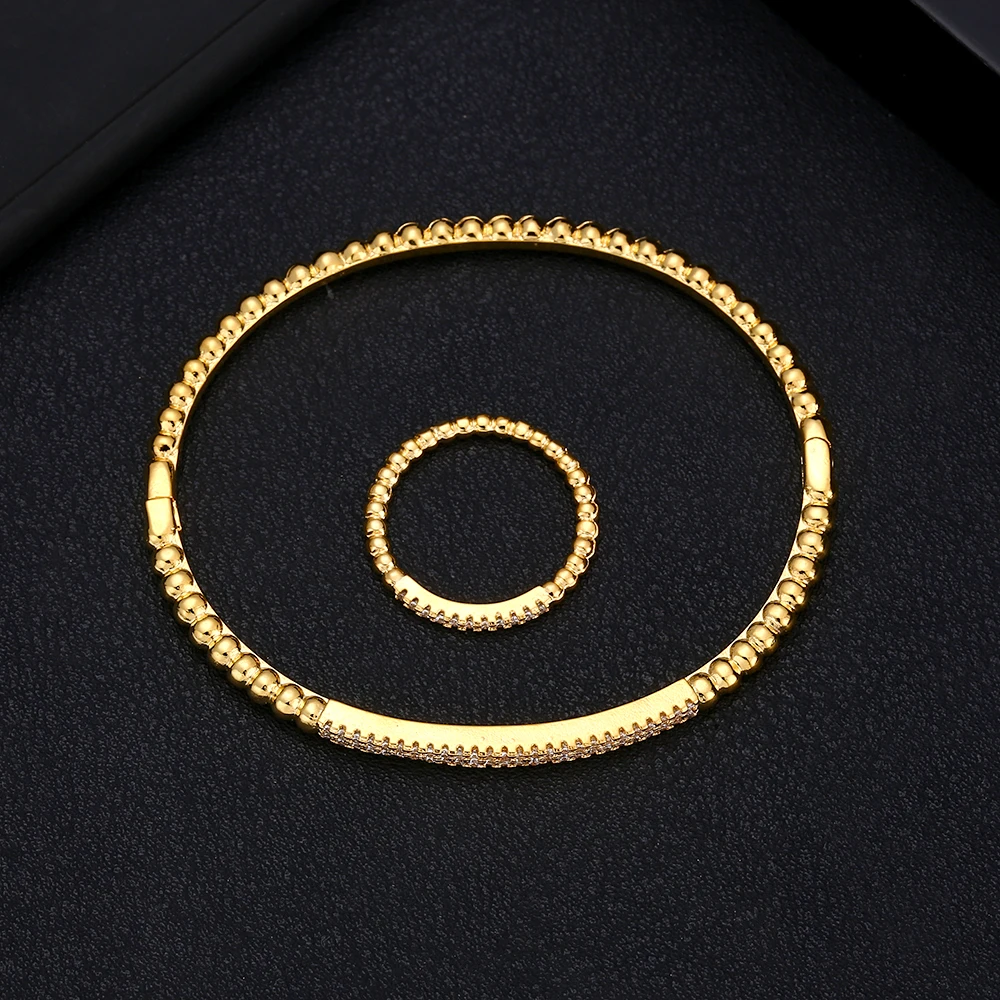 Jankely Роскошный Уникальный Африканский браслет кольцо набор комплекты украшений для женщин Свадебные кубический циркон Кристалл CZ Дубай Свадебные украшения