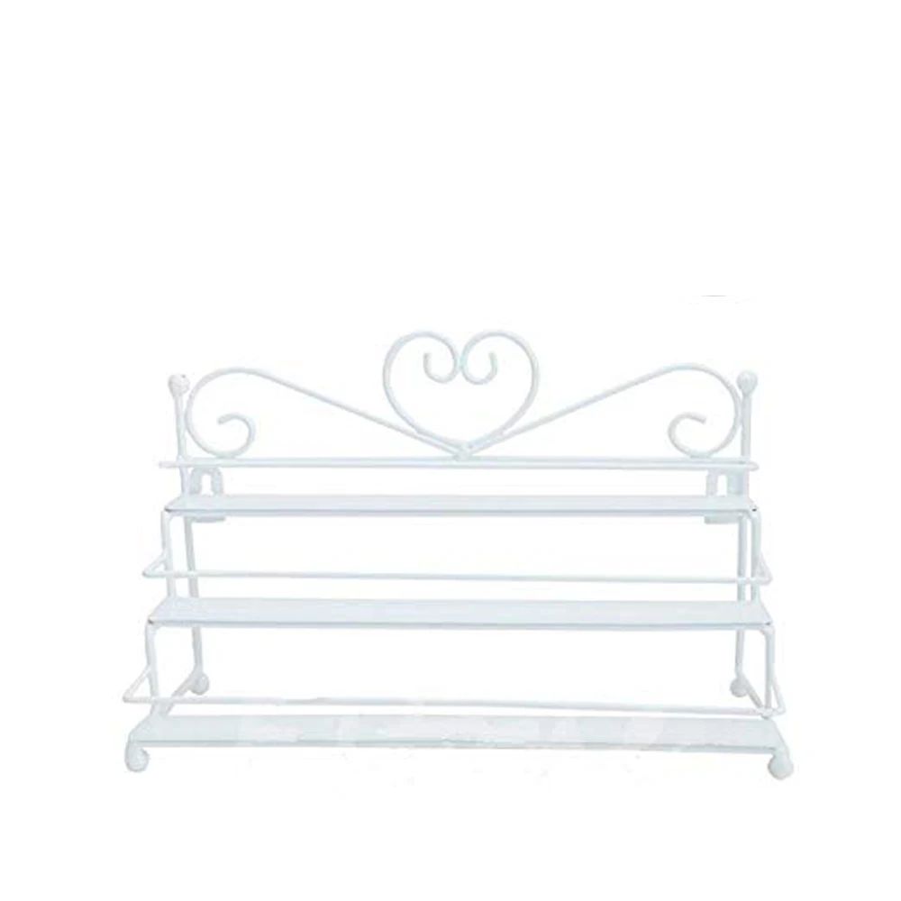 

SZanbana Iron Art 3Layer Nail Polish Holder Lipstick Storage Shelf Rack Perfume Creams Eyeliner Brushes Cosmetic Organizer White