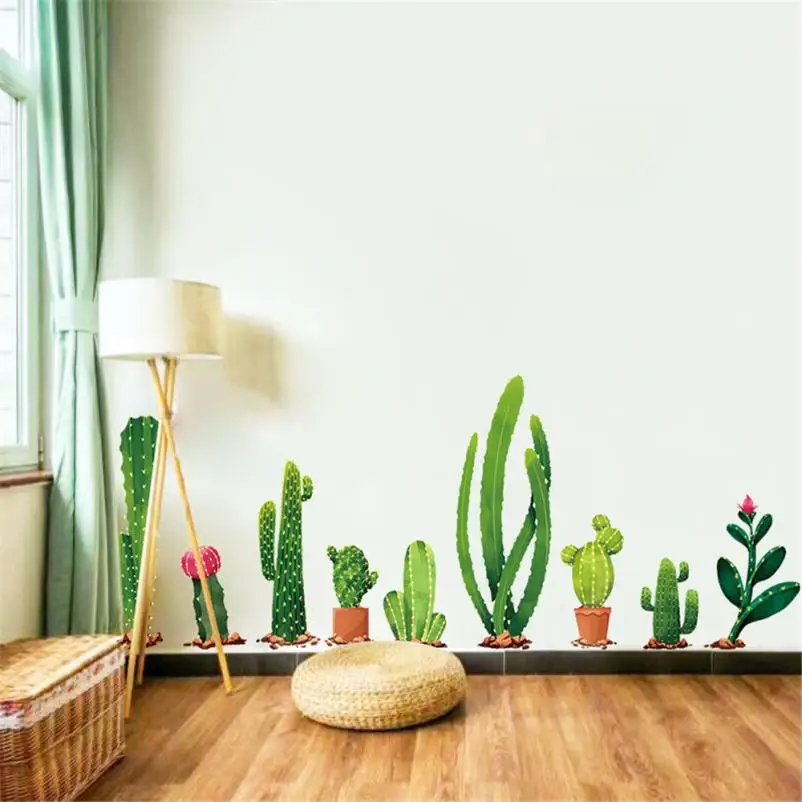 Home Decor DIY Cactus Family Removable Wall Decal Family Home Sticker Mural Art Home Decor wall sticker Home Deco mirror JU27