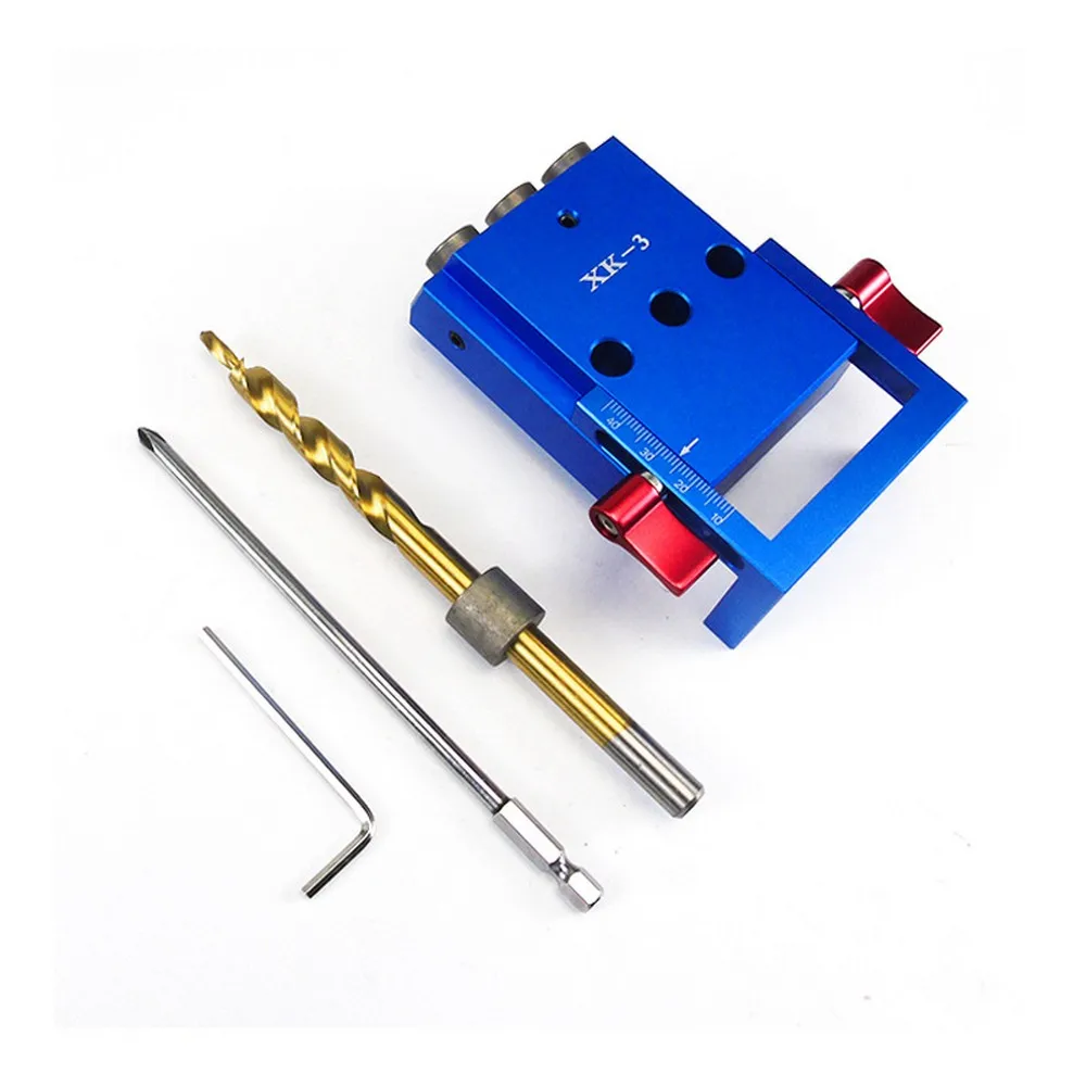 

XK-3 Pocket Hole Jig Kit System 9.5mm Drill Bit Slant Hole Woodwork Guide Locator Repair Carpenter Kit Aluminium Woodworking