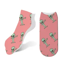 3D печать женщины укороченные носки забавные пришельцы носок унисекс женщины хлопок Единорог Печатный Meias креативный носок 7S-ZAS09