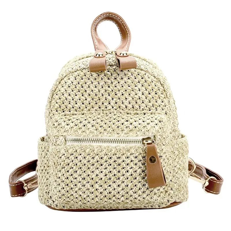 

Women girls weave bags mini backpack travel backpack school bag
