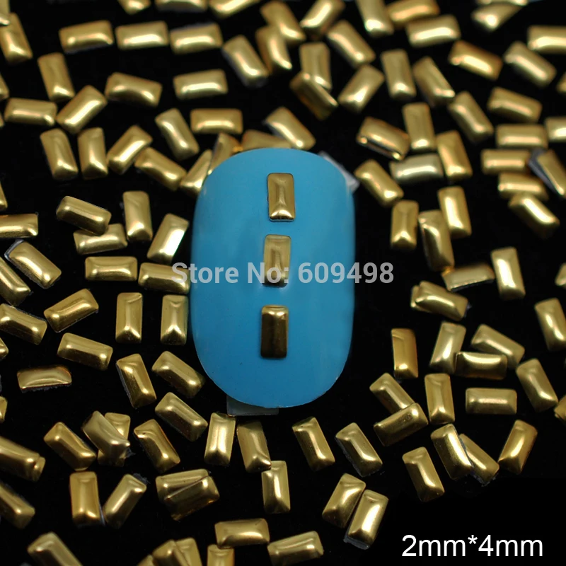

1000pcs/bag Gold Rectangle Nail Studs 3D Metal DIY Fingernail Craft Decoration Nail Artist supply