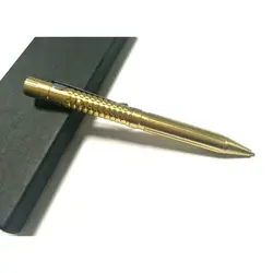 5 шт. ручной работы латунь Многофункциональный подпись ручка 0.5 мм LED Медь гелевая ручка с зажимом тактическая ручка Самообороны EDC как