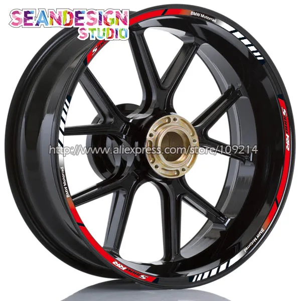 

For BMW S1000RR S1000R Motorcycle Wheel Sticker Decal Reflective Rim Bike Suitable Red LGT