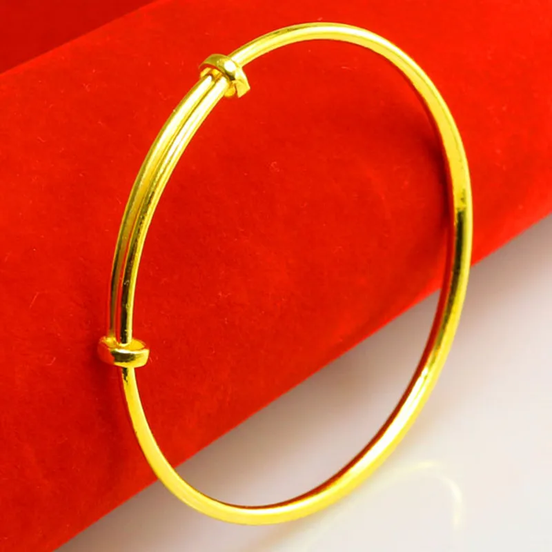 2 шт. Твердые гладкий браслет желтого золота заполнены Винтаж Обувь для девочек