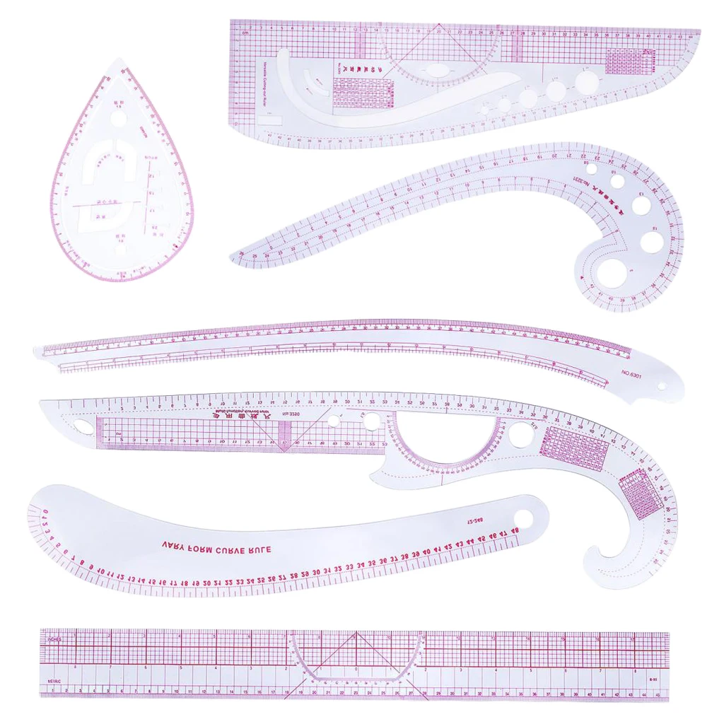 7 Stlye Fashion Metric Ruler Set French Curve Pattern Grading Rulers Styling Design Sewing Tool for DIY Clothing