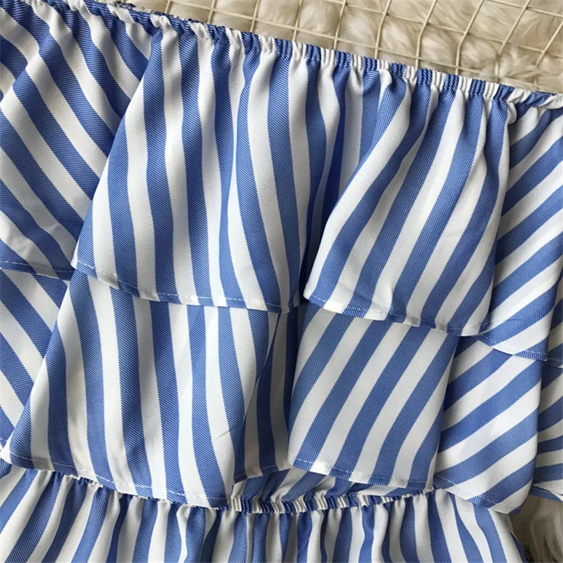 Boho 2020 Ruffles Sexy Off Shoulder Striped Print Long Jumpsuit Casual Women Playsuit Summer Beach Overalls Holiday Romper Boho 2020 Ruffles Sexy Off Shoulder Striped Print Long Jumpsuit Casual Women Playsuit Summer Beach Overalls Holiday Romper